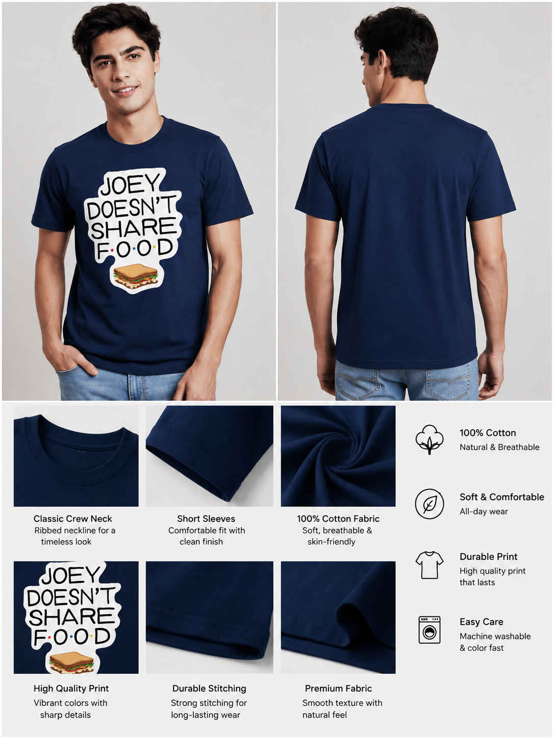 No Sharing Printed Round Neck Regular Pre-customized Tshirt for Men