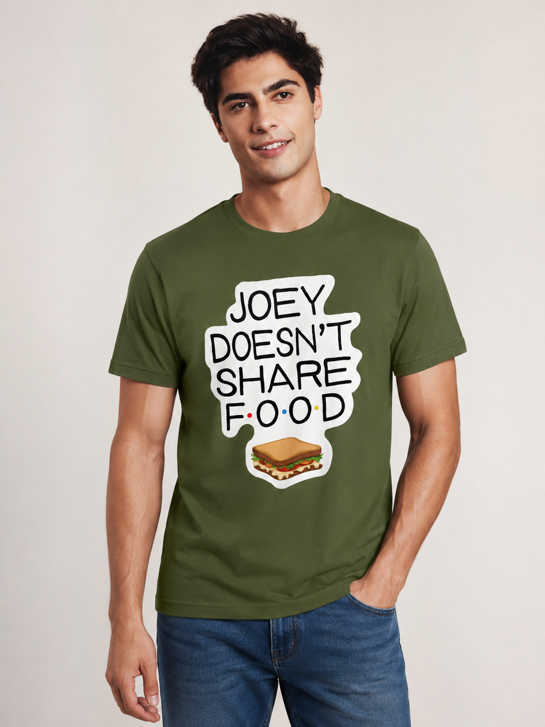 No Sharing Printed Round Neck Regular Pre-customized Tshirt for Men