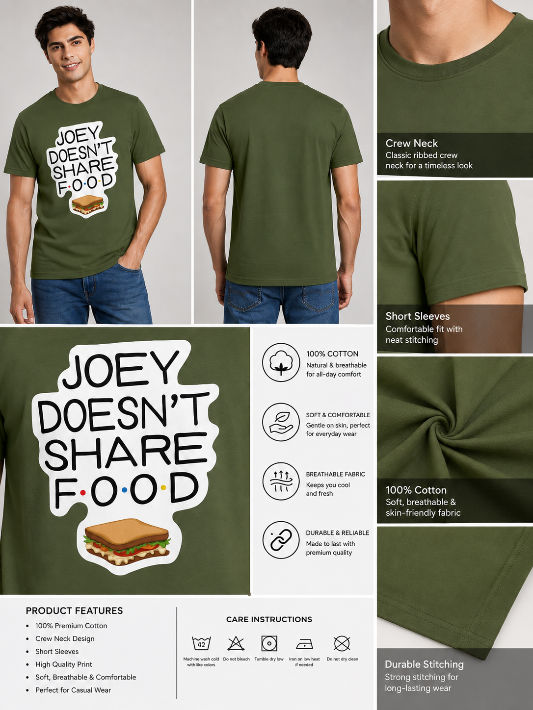 No Sharing Printed Round Neck Regular Pre-customized Tshirt for Men