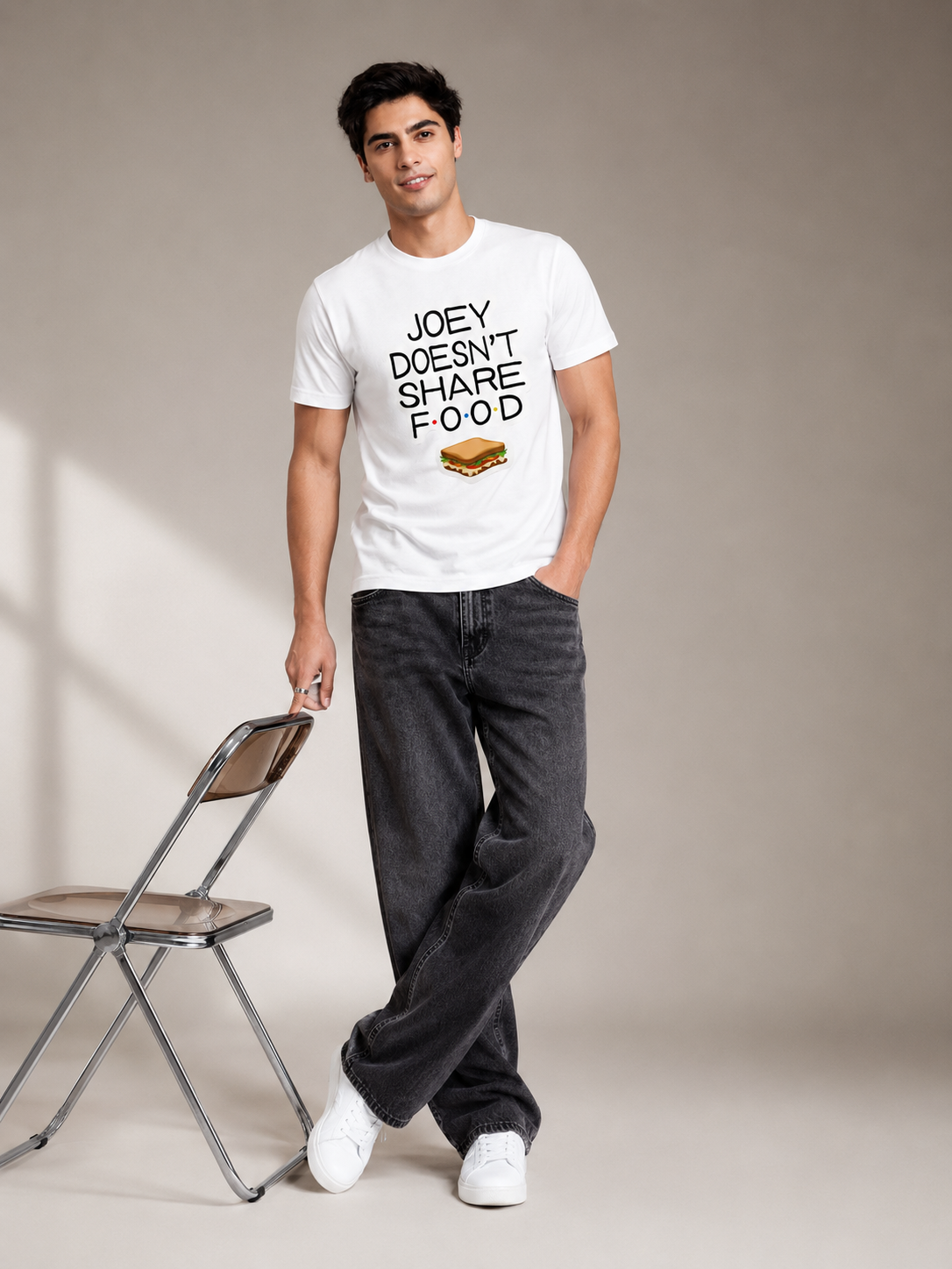 No Sharing Printed Round Neck Regular Pre-customized Tshirt for Men