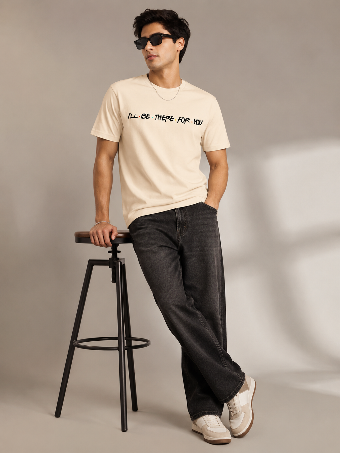 Friends Line Printed Round Neck Regular Pre-customized Tshirt for Men