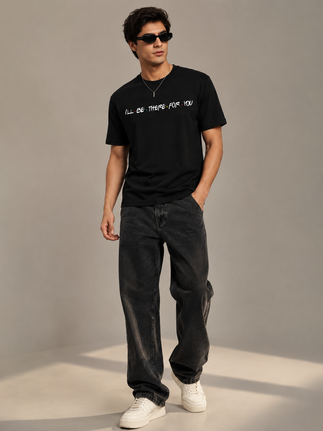 Friends Line Printed Round Neck Regular Pre-customized Tshirt for Men
