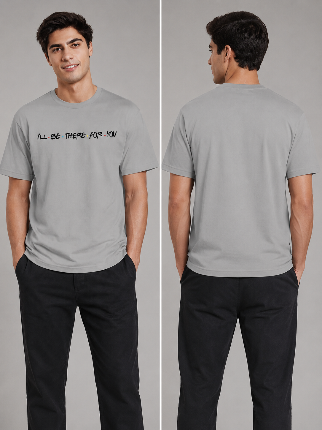 Friends Line Printed Round Neck Regular Pre-customized Tshirt for Men