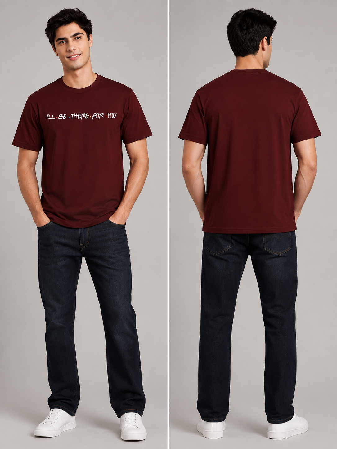 Friends Line Printed Round Neck Regular Pre-customized Tshirt for Men