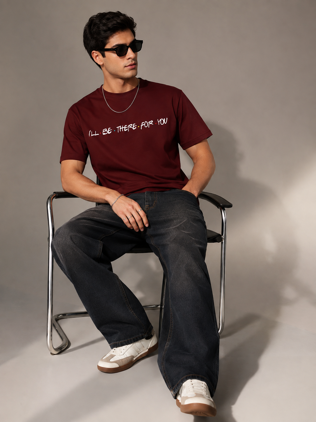 Friends Line Printed Round Neck Regular Pre-customized Tshirt for Men