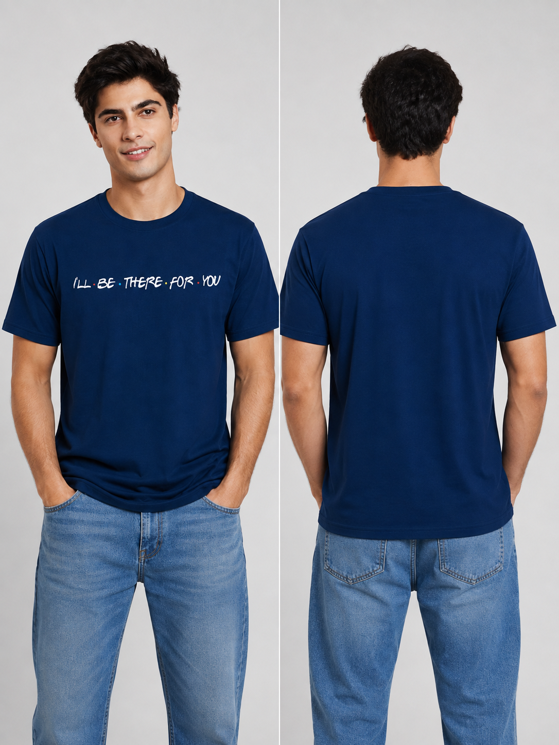Friends Line Printed Round Neck Regular Pre-customized Tshirt for Men