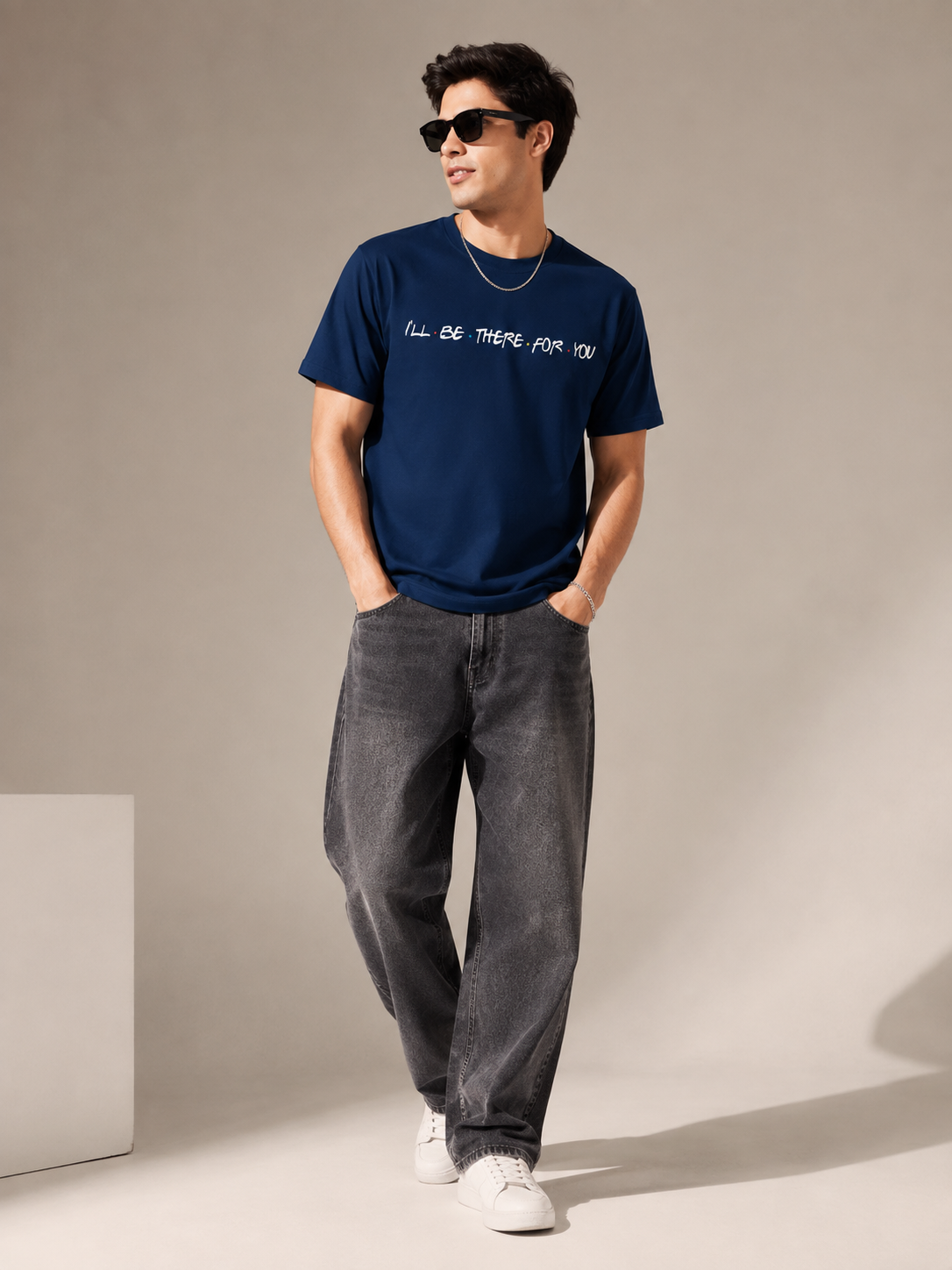 Friends Line Printed Round Neck Regular Pre-customized Tshirt for Men