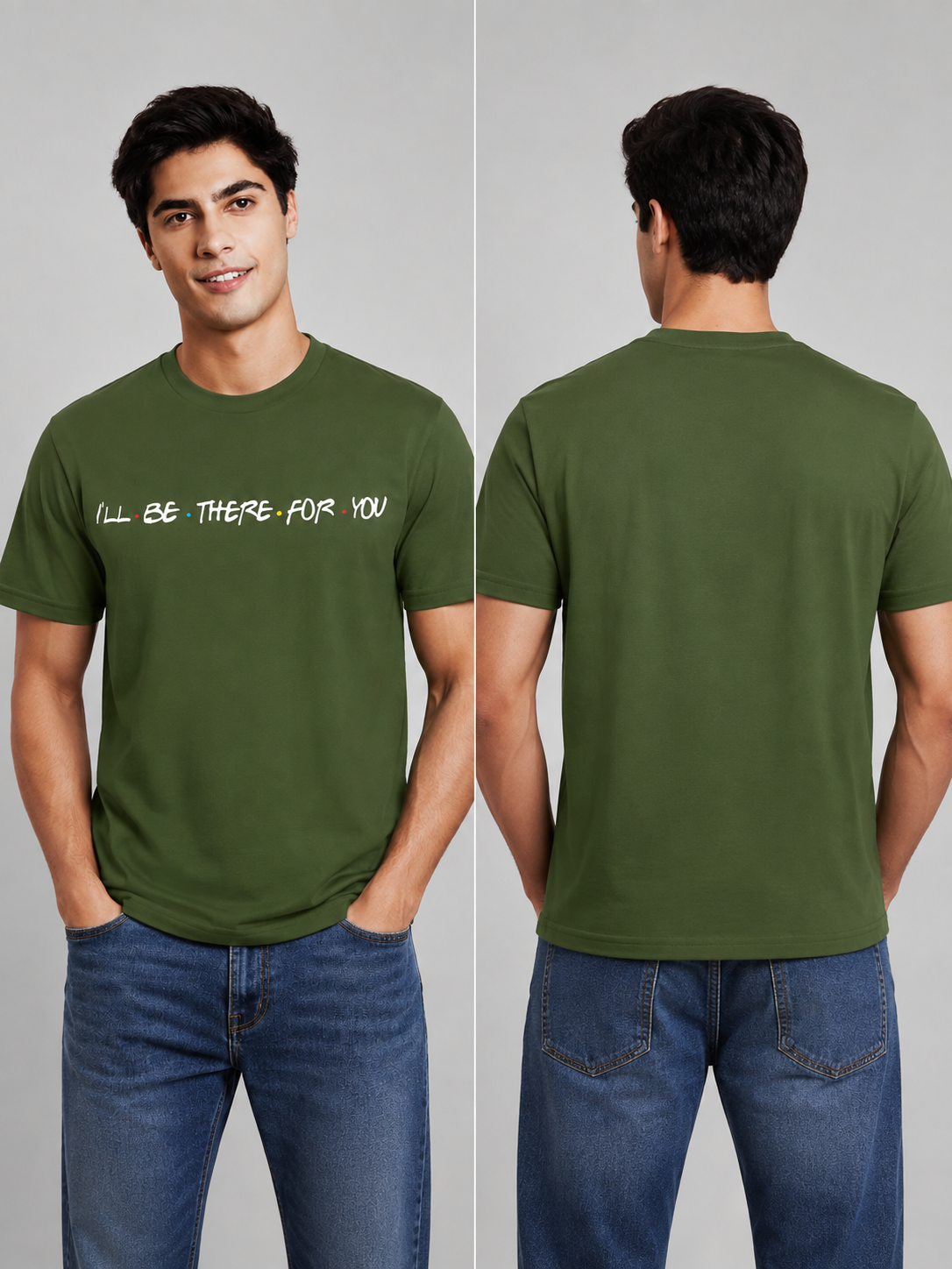 Friends Line Printed Round Neck Regular Pre-customized Tshirt for Men