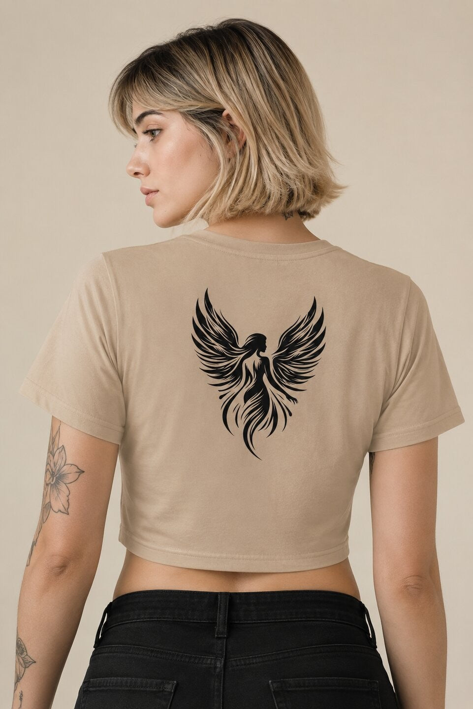 Lucifer lady Printed Round Neck Crop Pre-customized Tshirt for Women