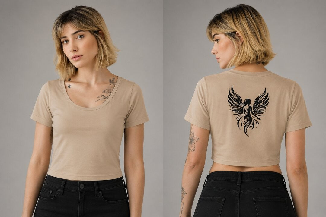 Lucifer lady Printed Round Neck Crop Pre-customized Tshirt for Women