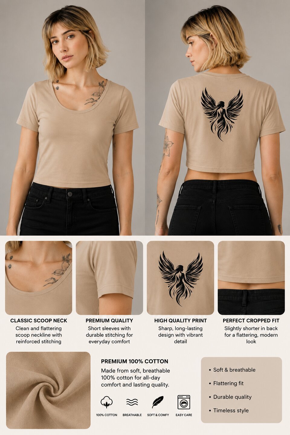 Lucifer lady Printed Round Neck Crop Pre-customized Tshirt for Women