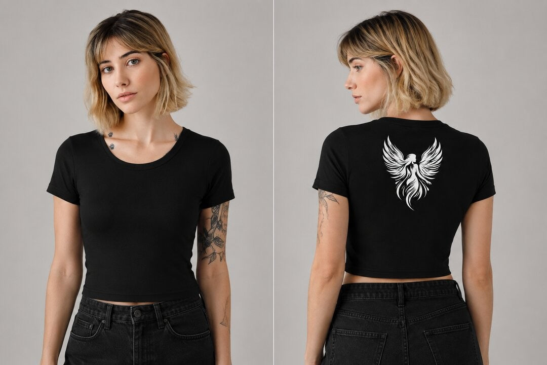 Lucifer lady Printed Round Neck Crop Pre-customized Tshirt for Women