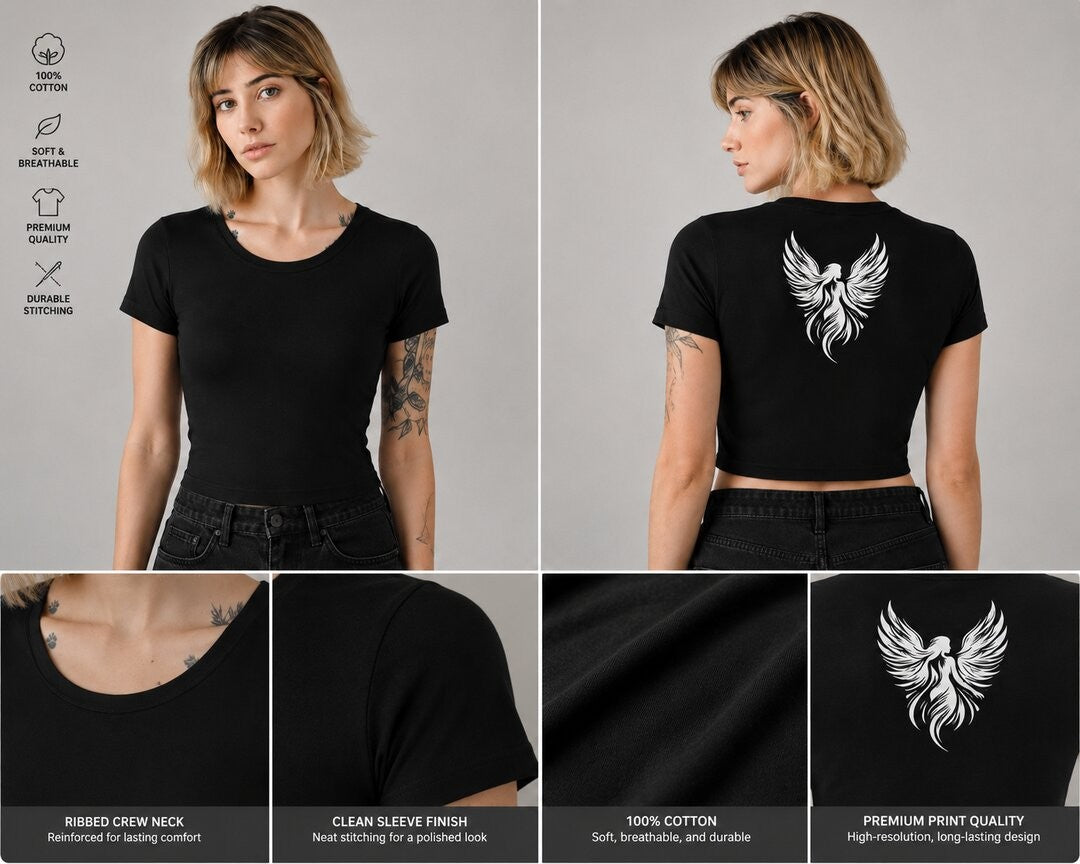 Lucifer lady Printed Round Neck Crop Pre-customized Tshirt for Women