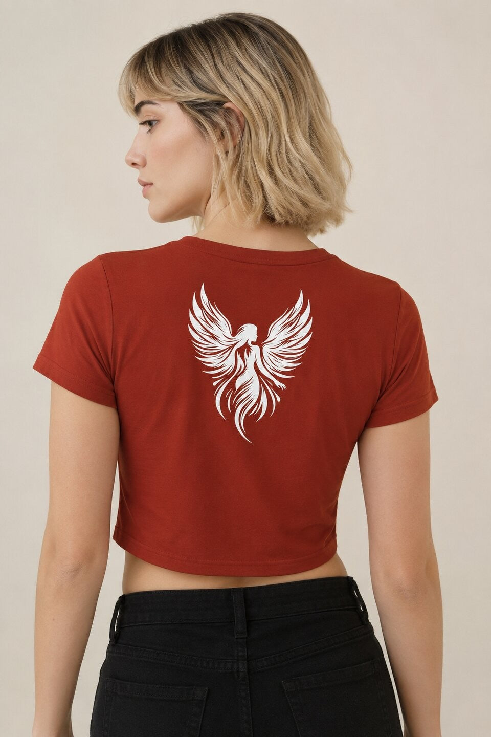 Lucifer lady Printed Round Neck Crop Pre-customized Tshirt for Women