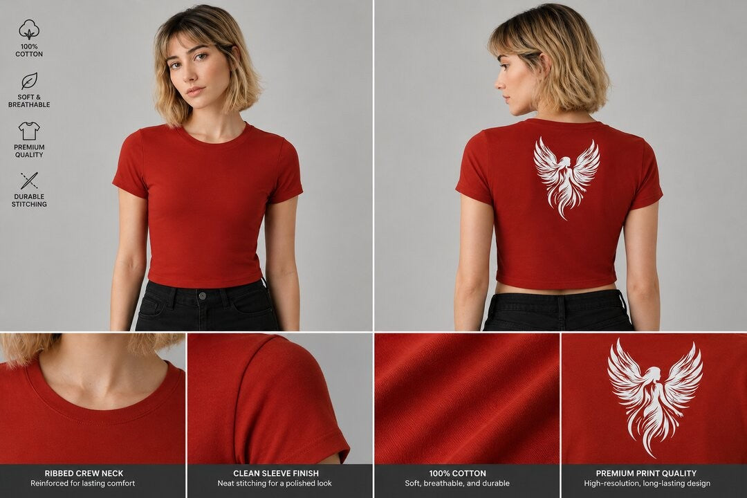 Lucifer lady Printed Round Neck Crop Pre-customized Tshirt for Women