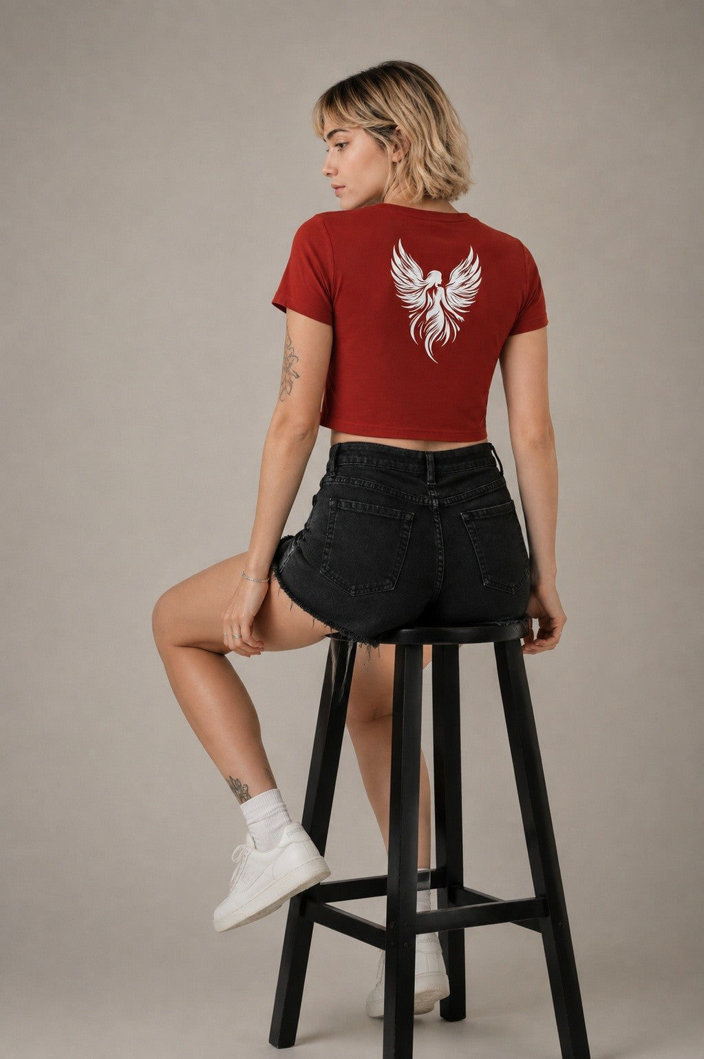 Lucifer lady Printed Round Neck Crop Pre-customized Tshirt for Women