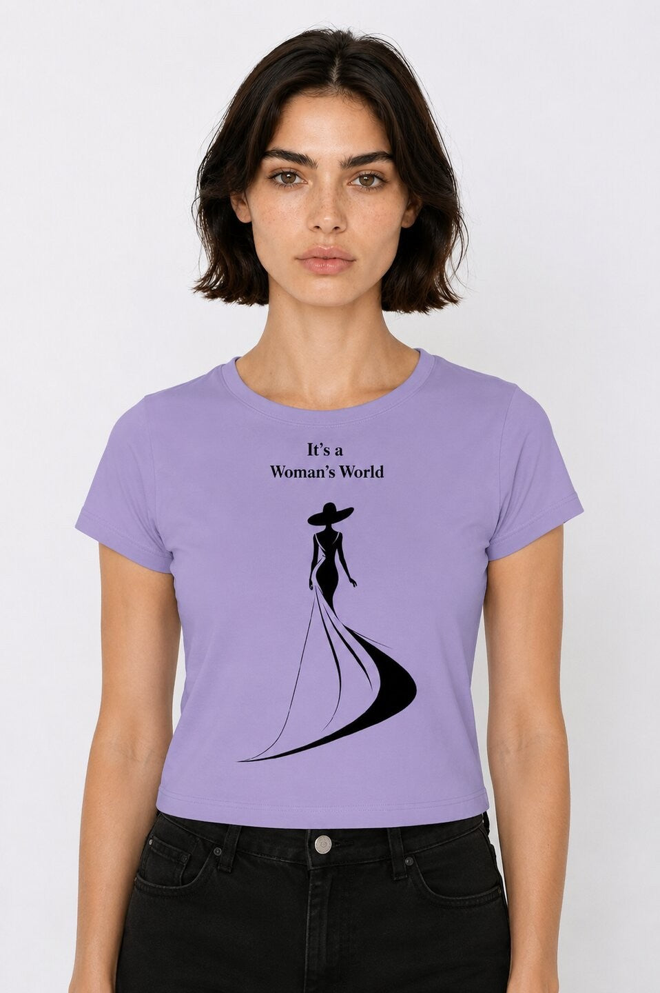 Elegance Printed Round Neck Crop Pre-customized Tshirt for Women