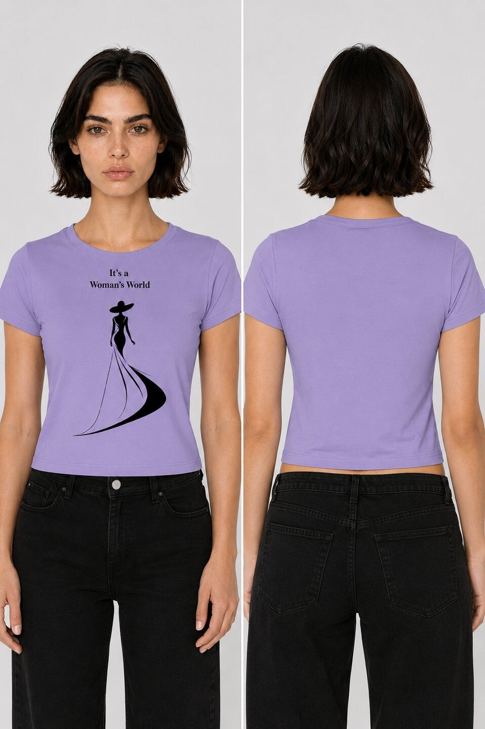 Elegance Printed Round Neck Crop Pre-customized Tshirt for Women