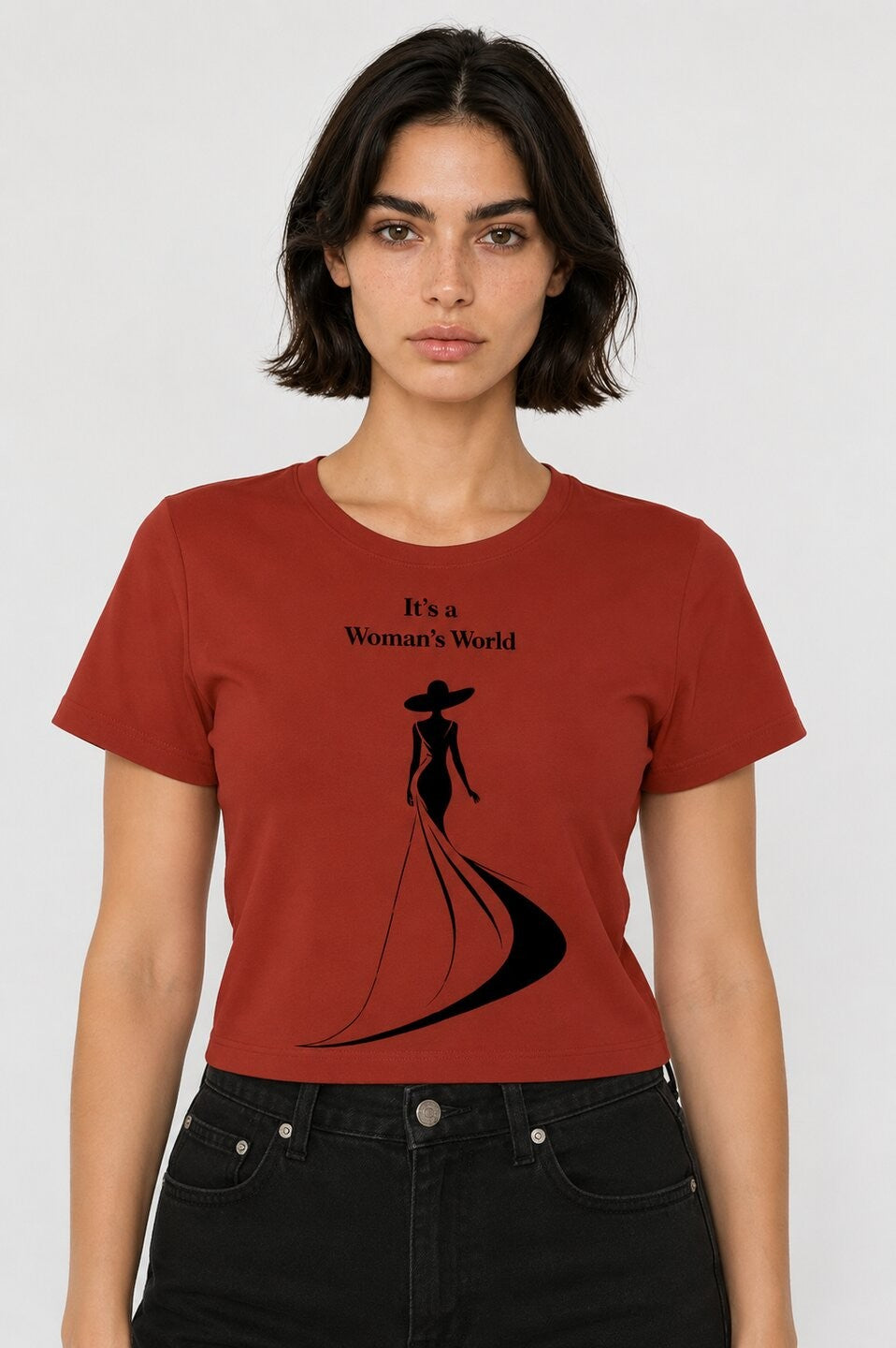 Elegance Printed Round Neck Crop Pre-customized Tshirt for Women