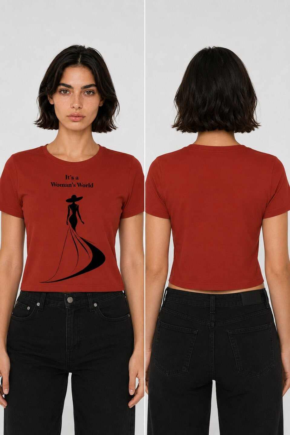 Elegance Printed Round Neck Crop Pre-customized Tshirt for Women