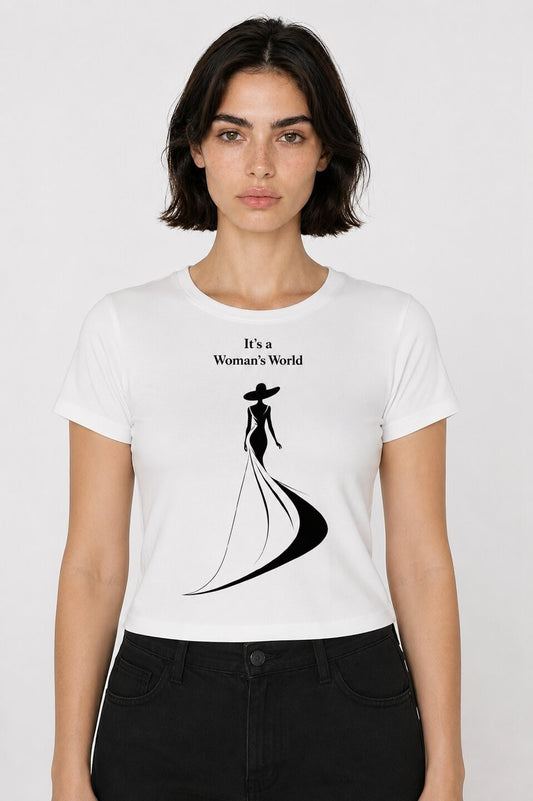 Elegance Printed Round Neck Crop Pre-customized Tshirt for Women