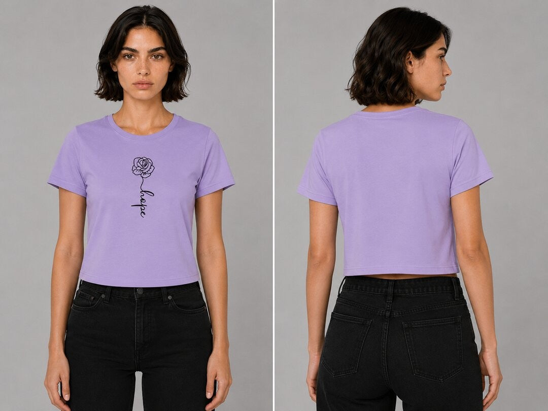 Rose Printed Round Neck Crop Pre-customized Tshirt for Women