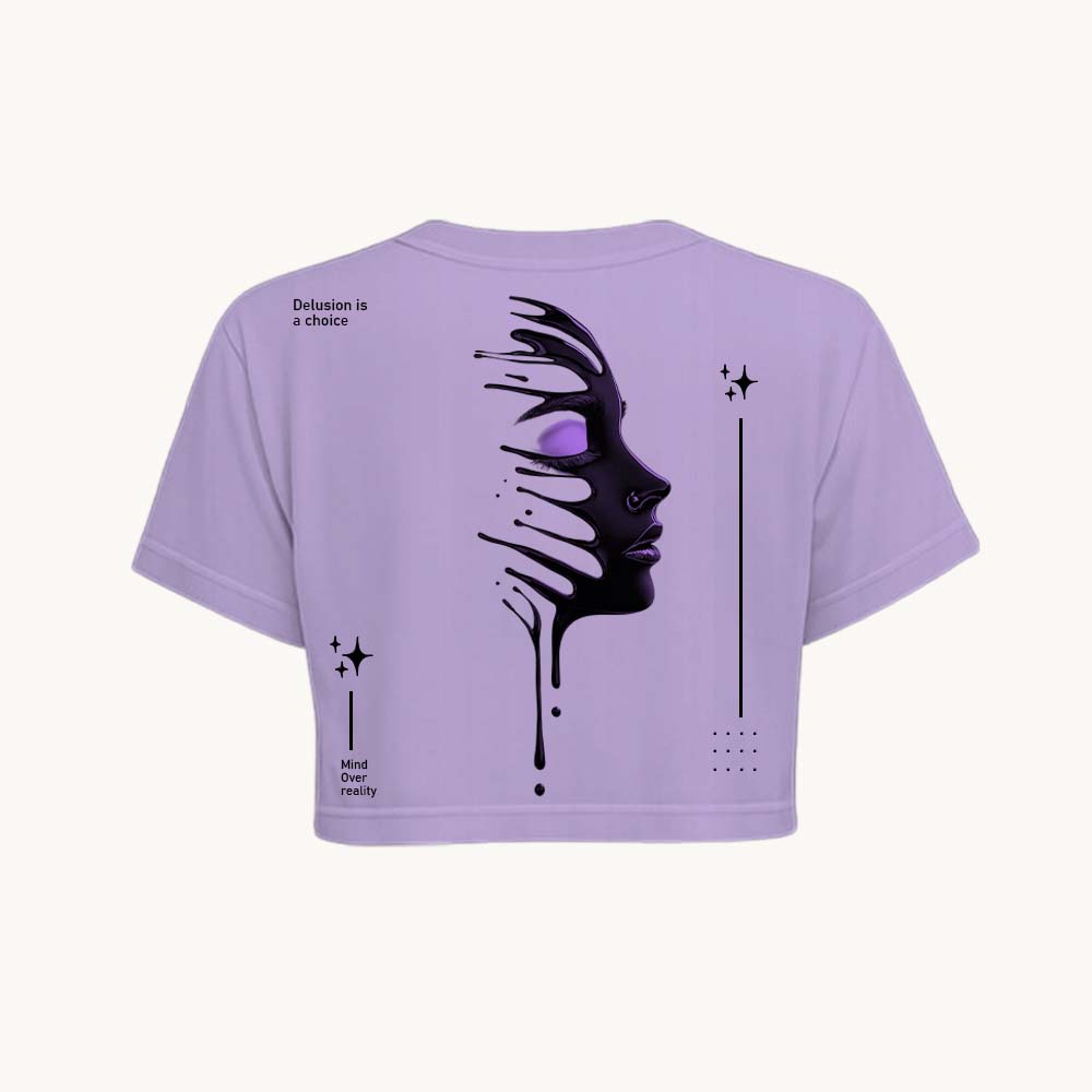 Delusion Printed Round Neck Crop Pre-customized Tshirt for Women