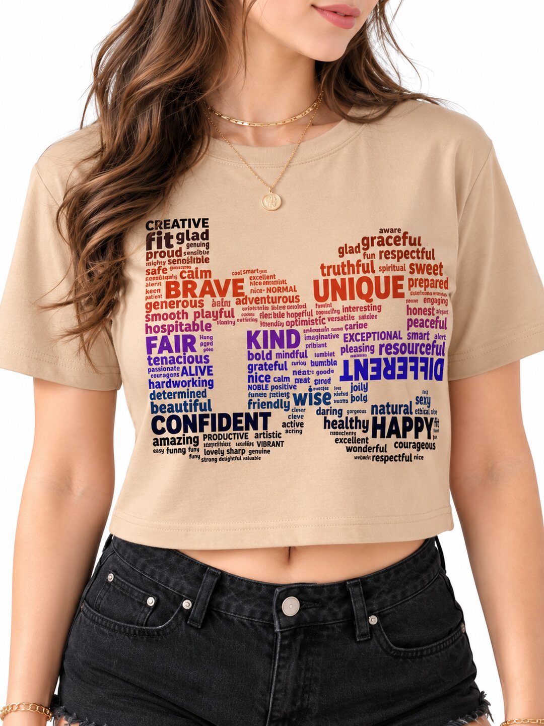 BE Printed Round Neck Crop Pre-customized Tshirt for Women