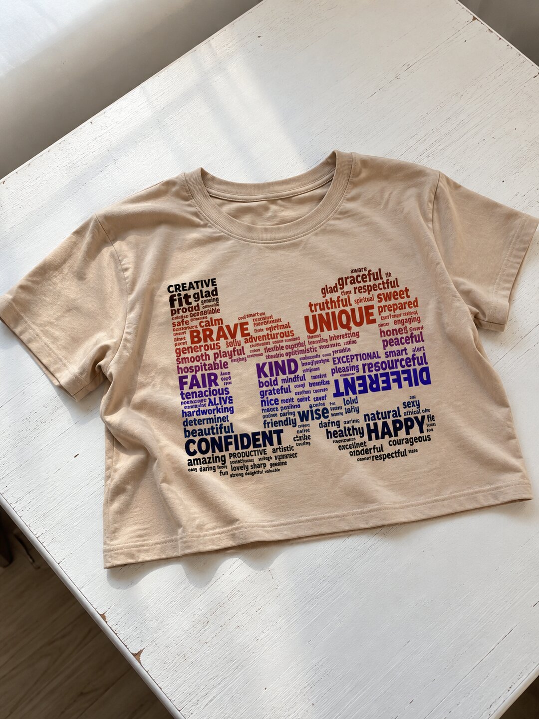 BE Printed Round Neck Crop Pre-customized Tshirt for Women