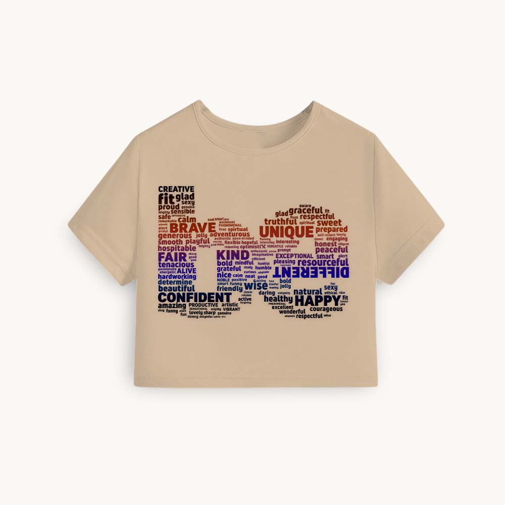 BE Printed Round Neck Crop Pre-customized Tshirt for Women