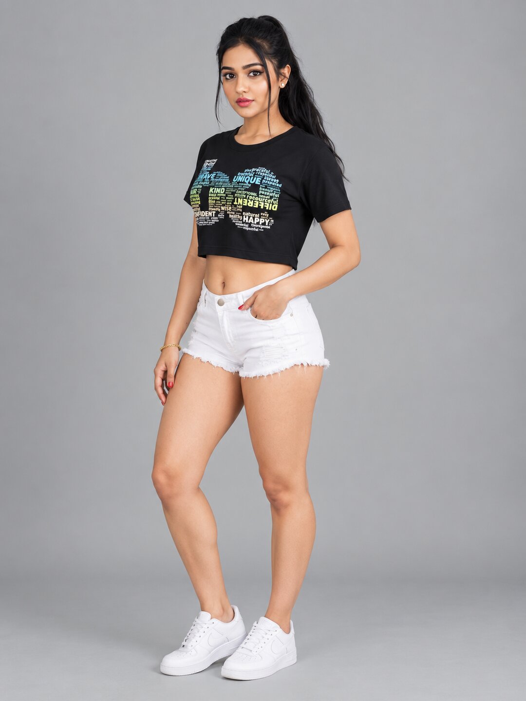 BE Printed Round Neck Crop Pre-customized Tshirt for Women
