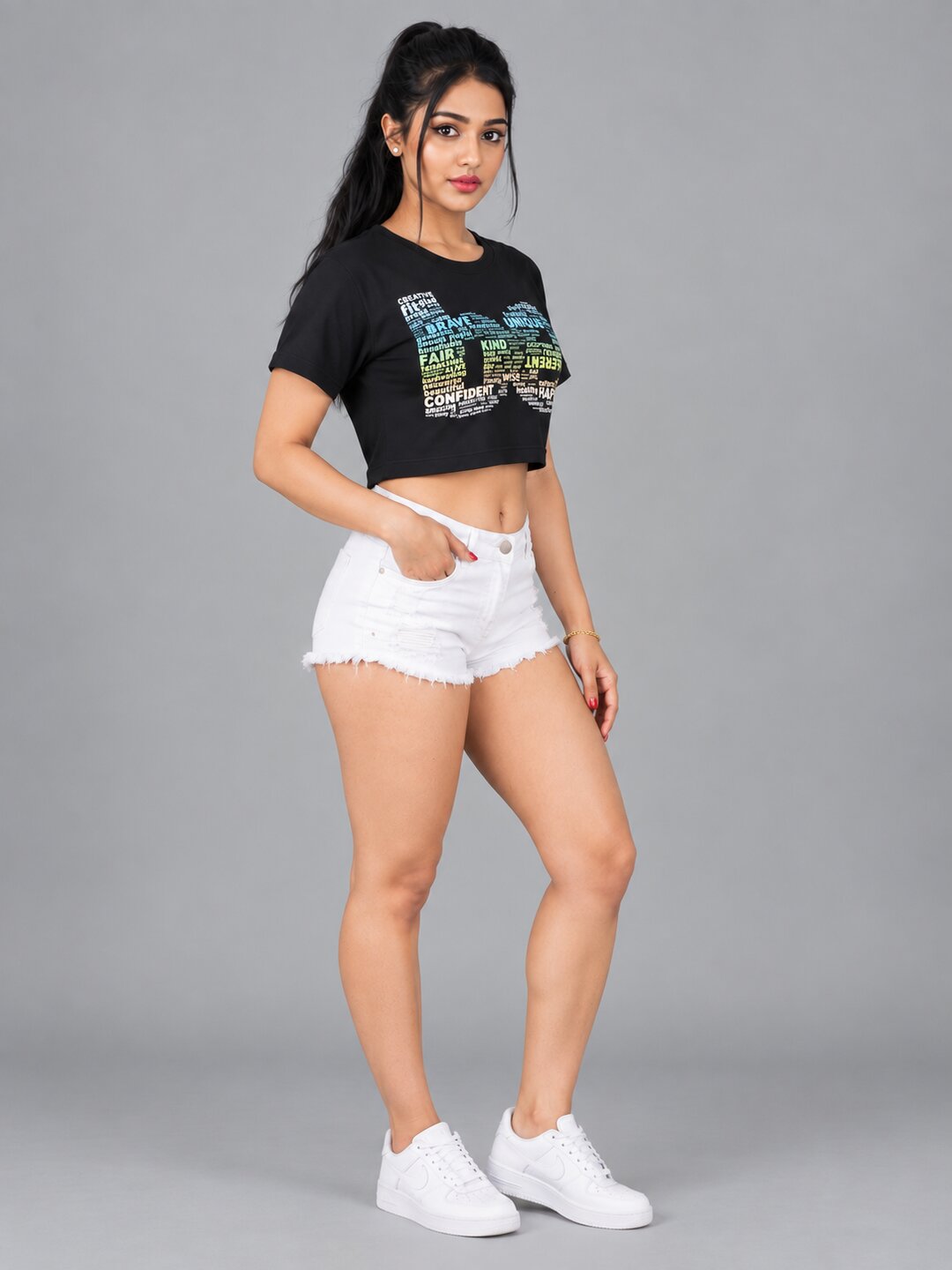 BE Printed Round Neck Crop Pre-customized Tshirt for Women