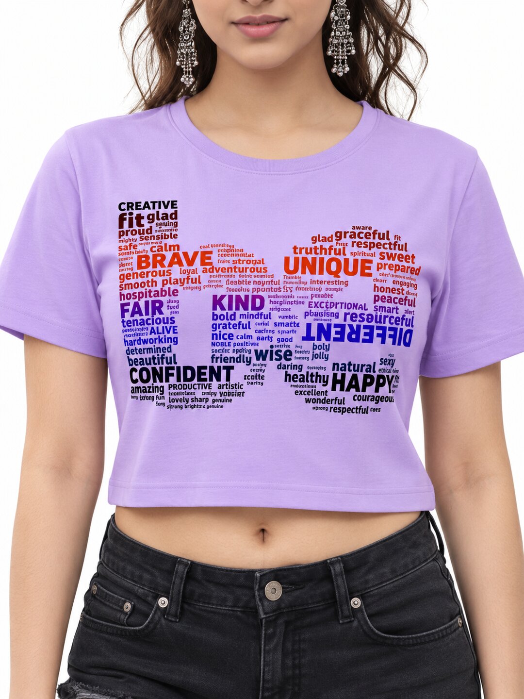 BE Printed Round Neck Crop Pre-customized Tshirt for Women
