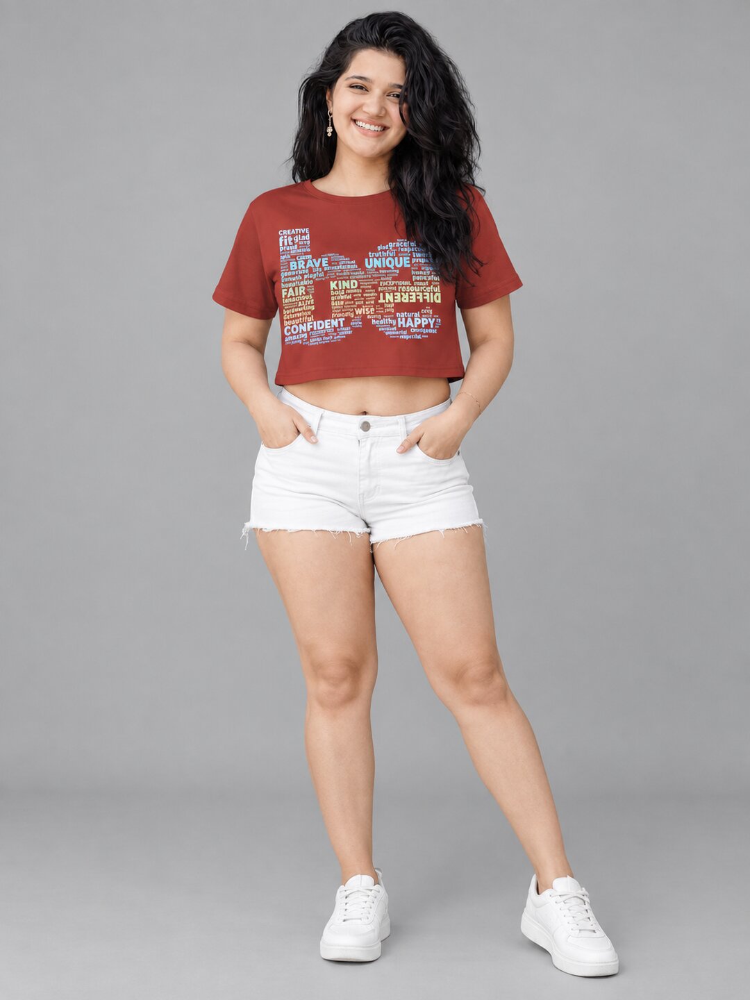 BE Printed Round Neck Crop Pre-customized Tshirt for Women