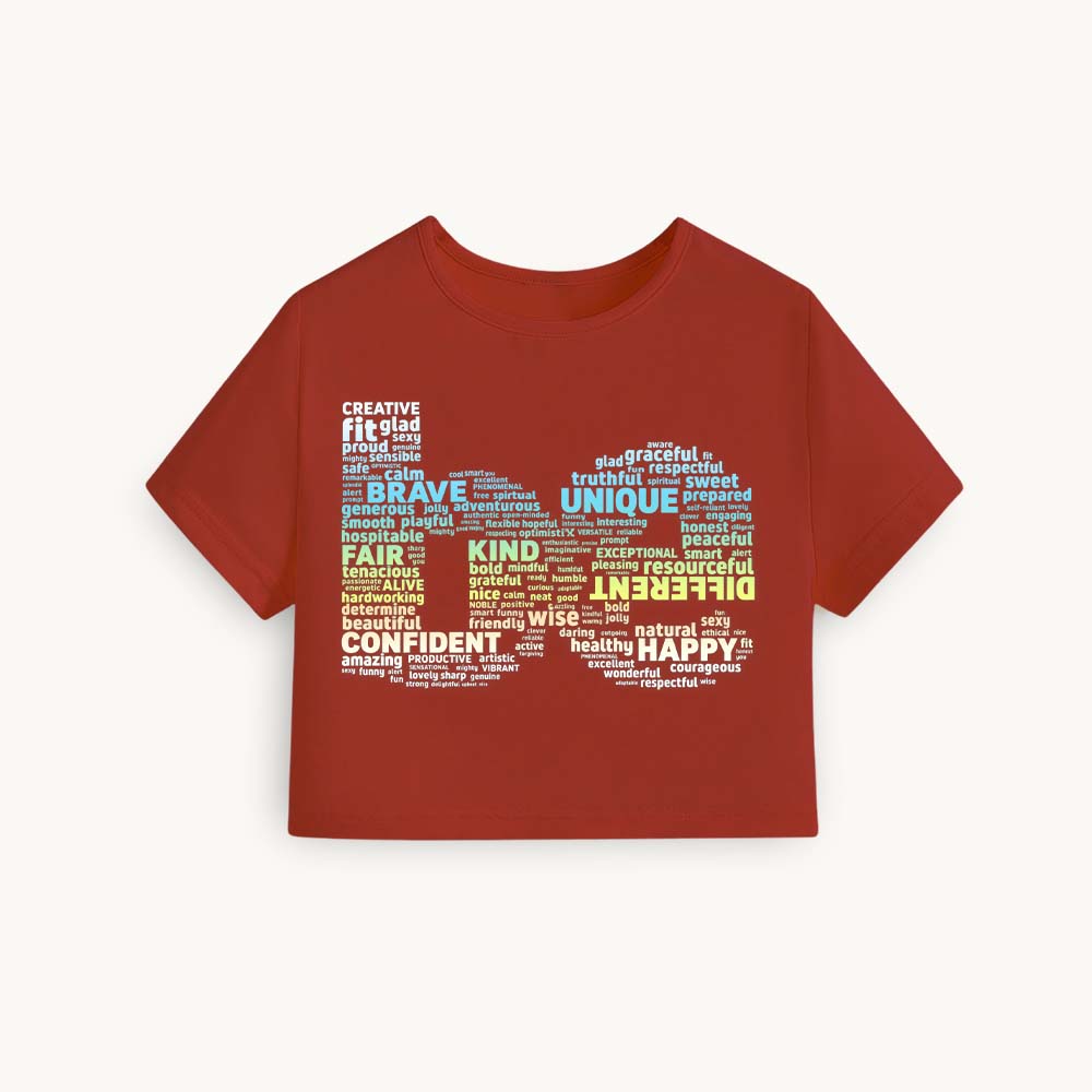 BE Printed Round Neck Crop Pre-customized Tshirt for Women