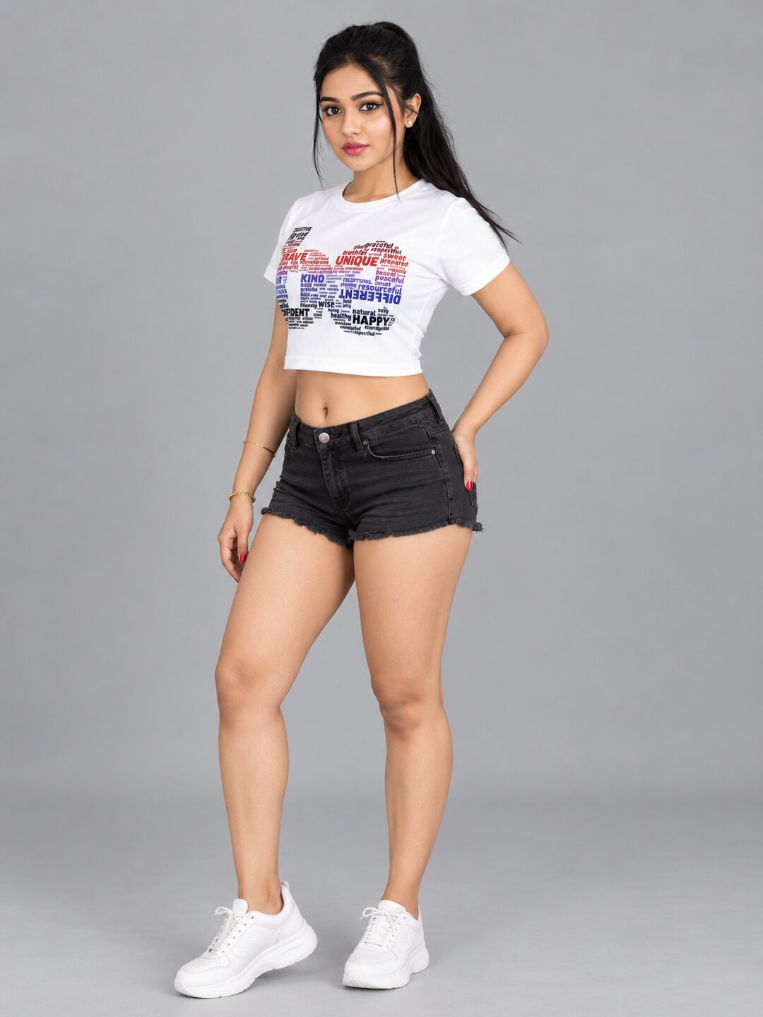 BE Printed Round Neck Crop Pre-customized Tshirt for Women