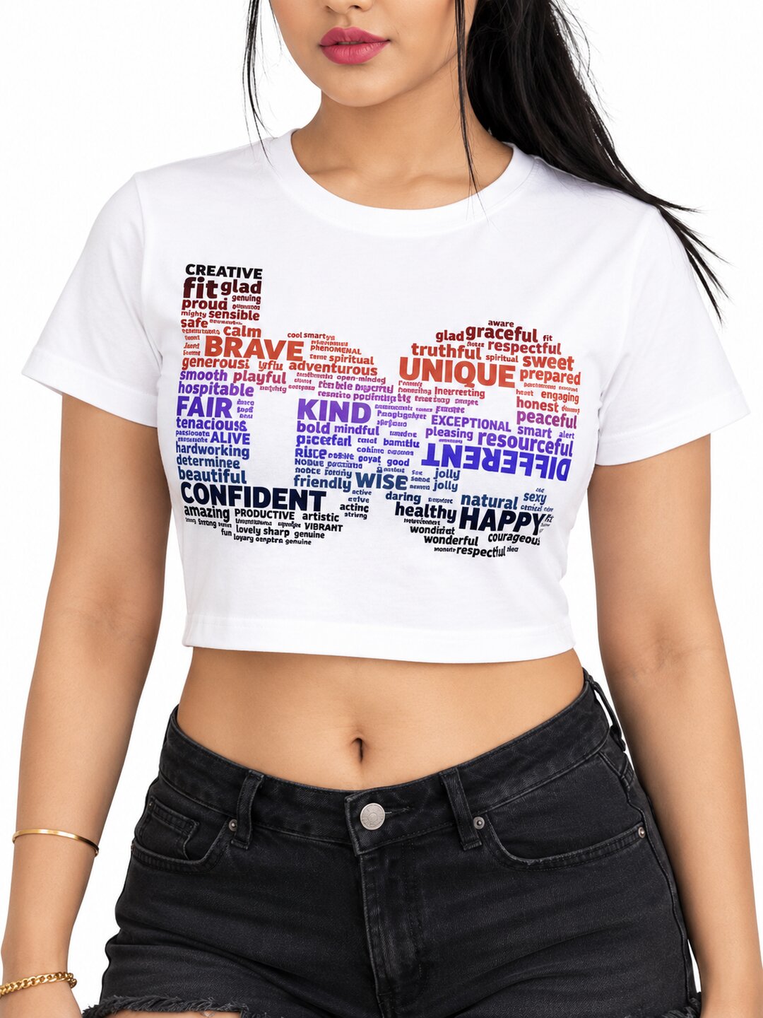 BE Printed Round Neck Crop Pre-customized Tshirt for Women