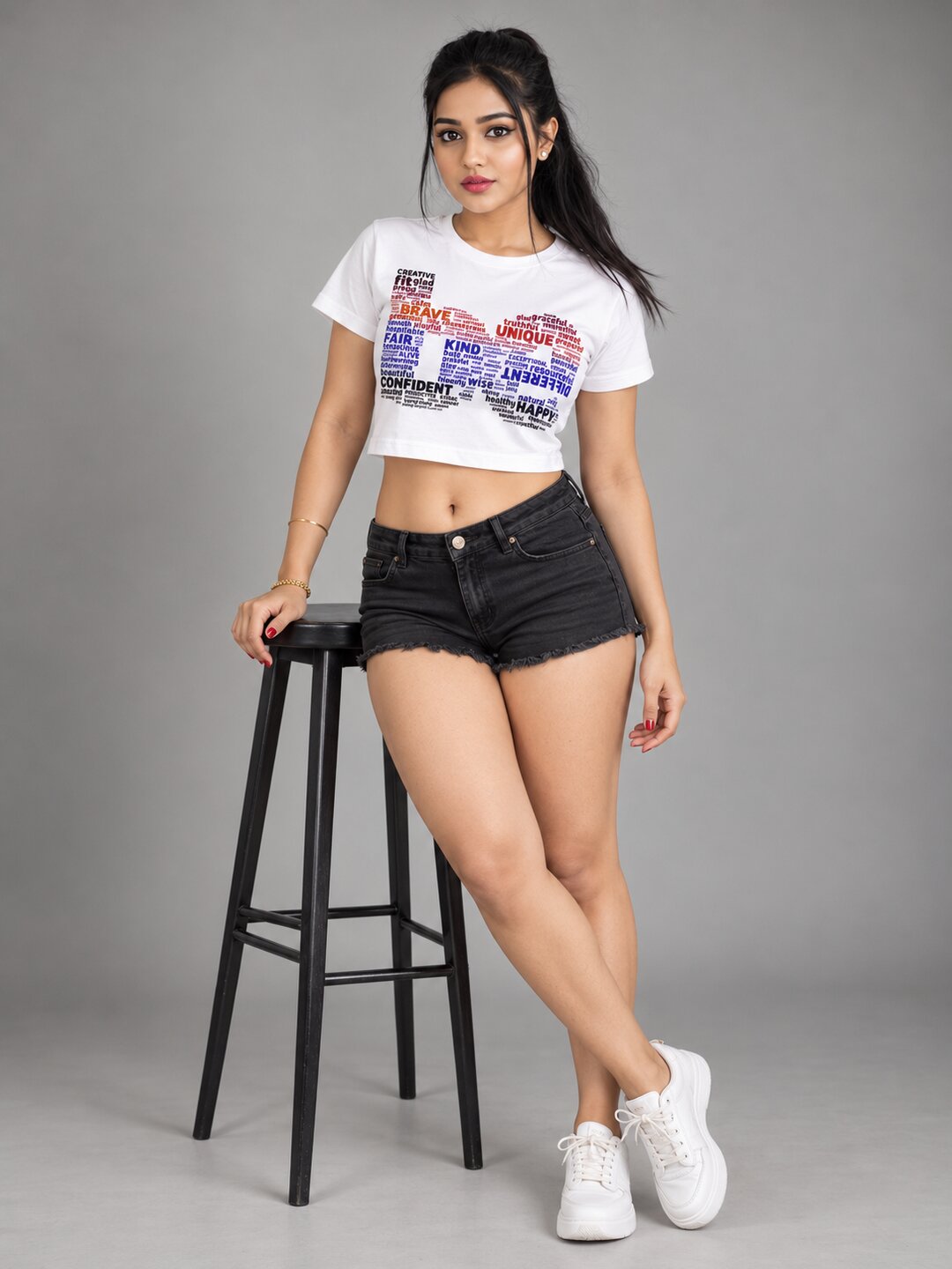 BE Printed Round Neck Crop Pre-customized Tshirt for Women