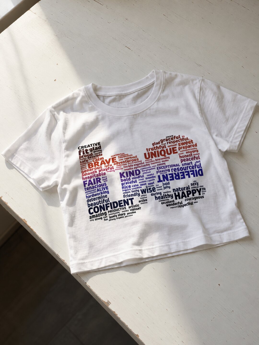 BE Printed Round Neck Crop Pre-customized Tshirt for Women