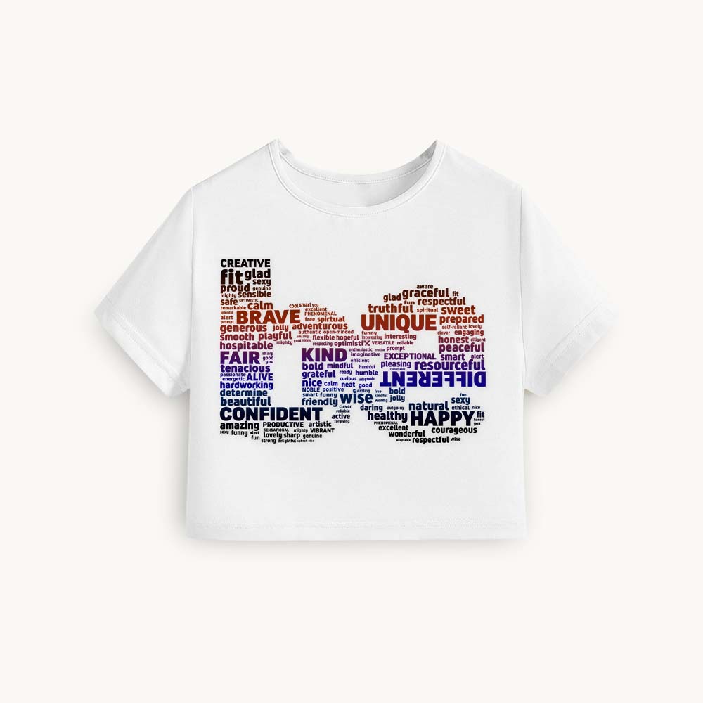 BE Printed Round Neck Crop Pre-customized Tshirt for Women