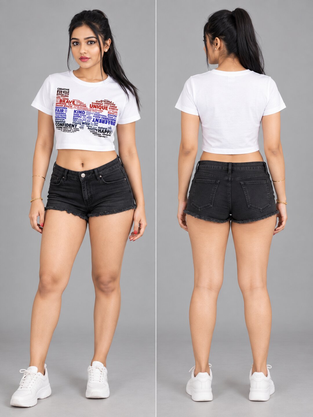 BE Printed Round Neck Crop Pre-customized Tshirt for Women
