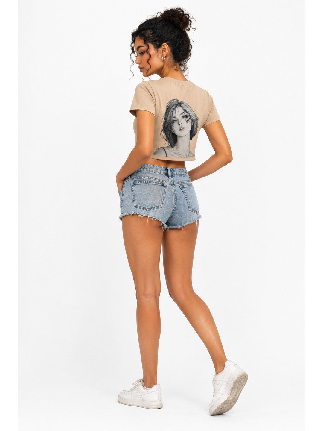 Beautify Printed Round Neck Crop Pre-customized Tshirt for Women