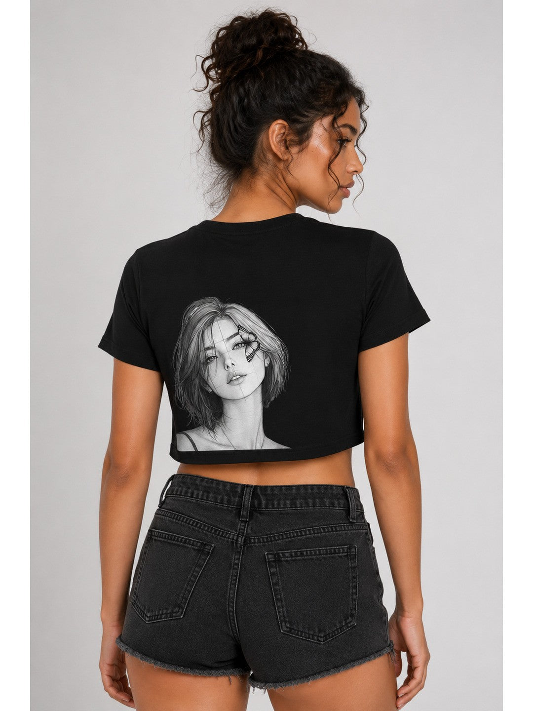 Beautify Printed Round Neck Crop Pre-customized Tshirt for Women