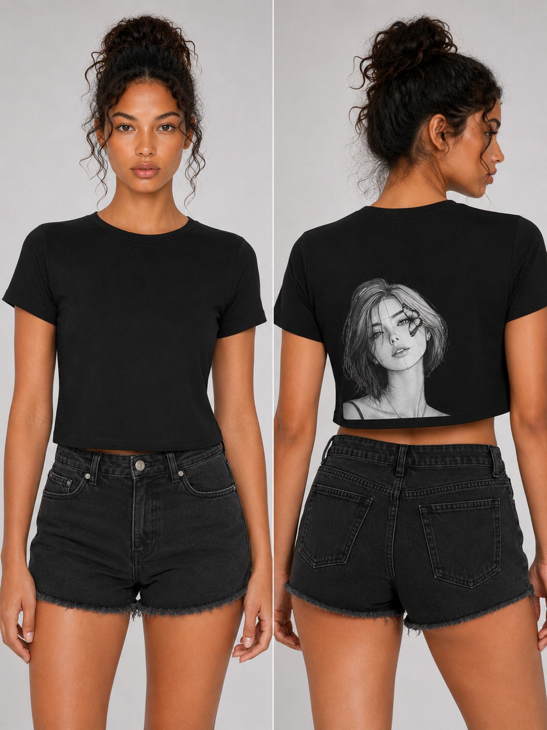 Beautify Printed Round Neck Crop Pre-customized Tshirt for Women