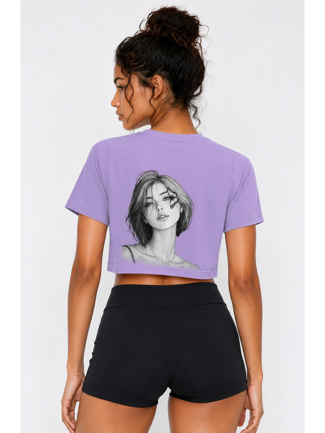 Beautify Printed Round Neck Crop Pre-customized Tshirt for Women