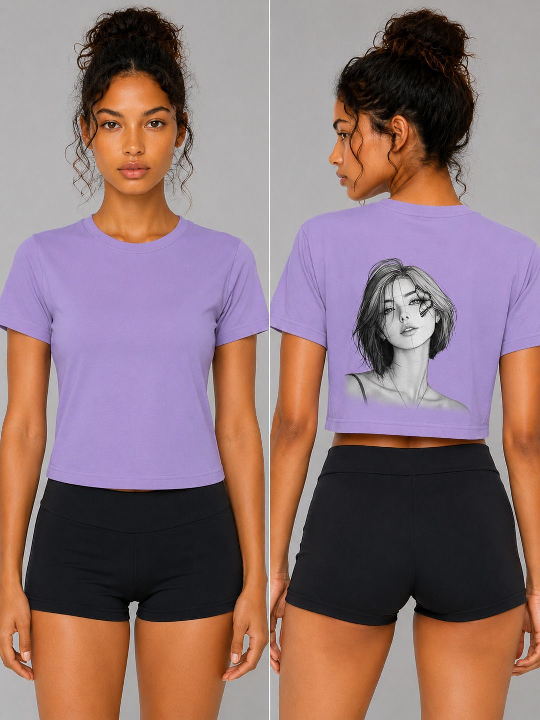 Beautify Printed Round Neck Crop Pre-customized Tshirt for Women