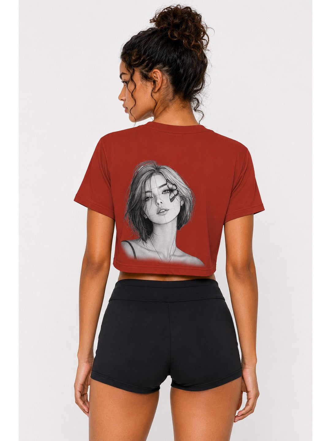 Beautify Printed Round Neck Crop Pre-customized Tshirt for Women