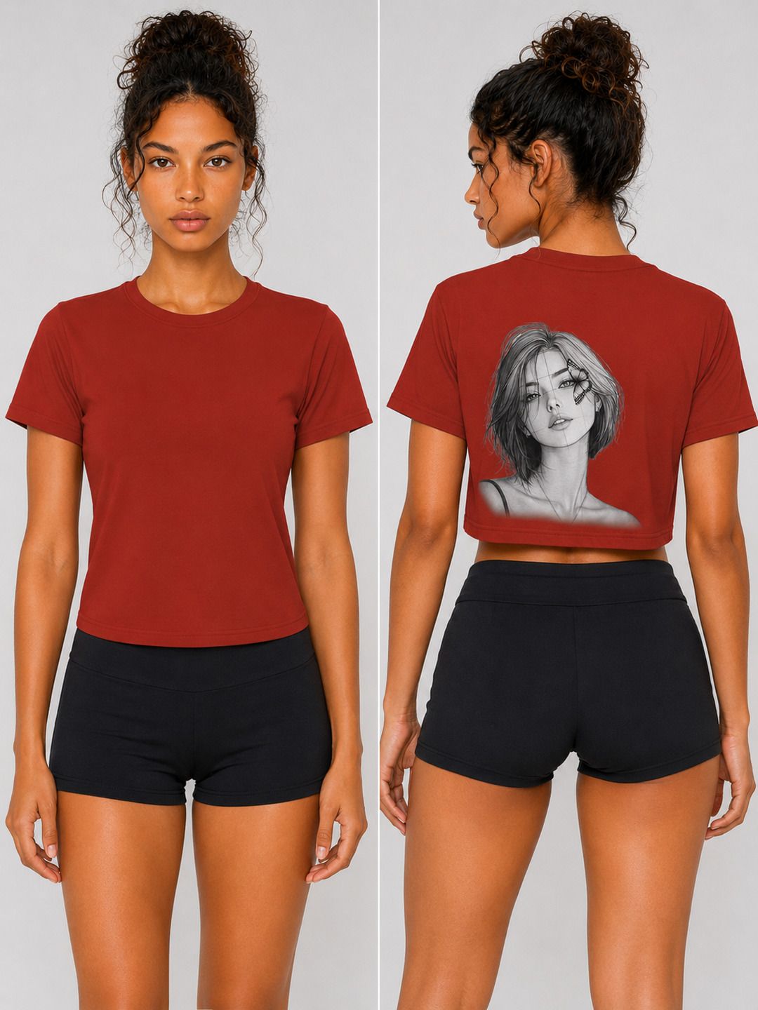 Beautify Printed Round Neck Crop Pre-customized Tshirt for Women