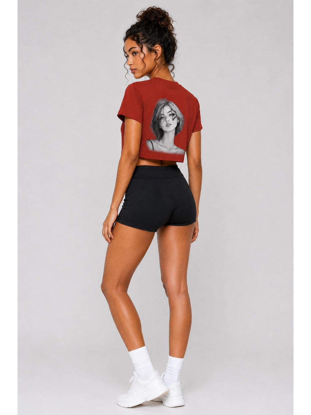 Beautify Printed Round Neck Crop Pre-customized Tshirt for Women