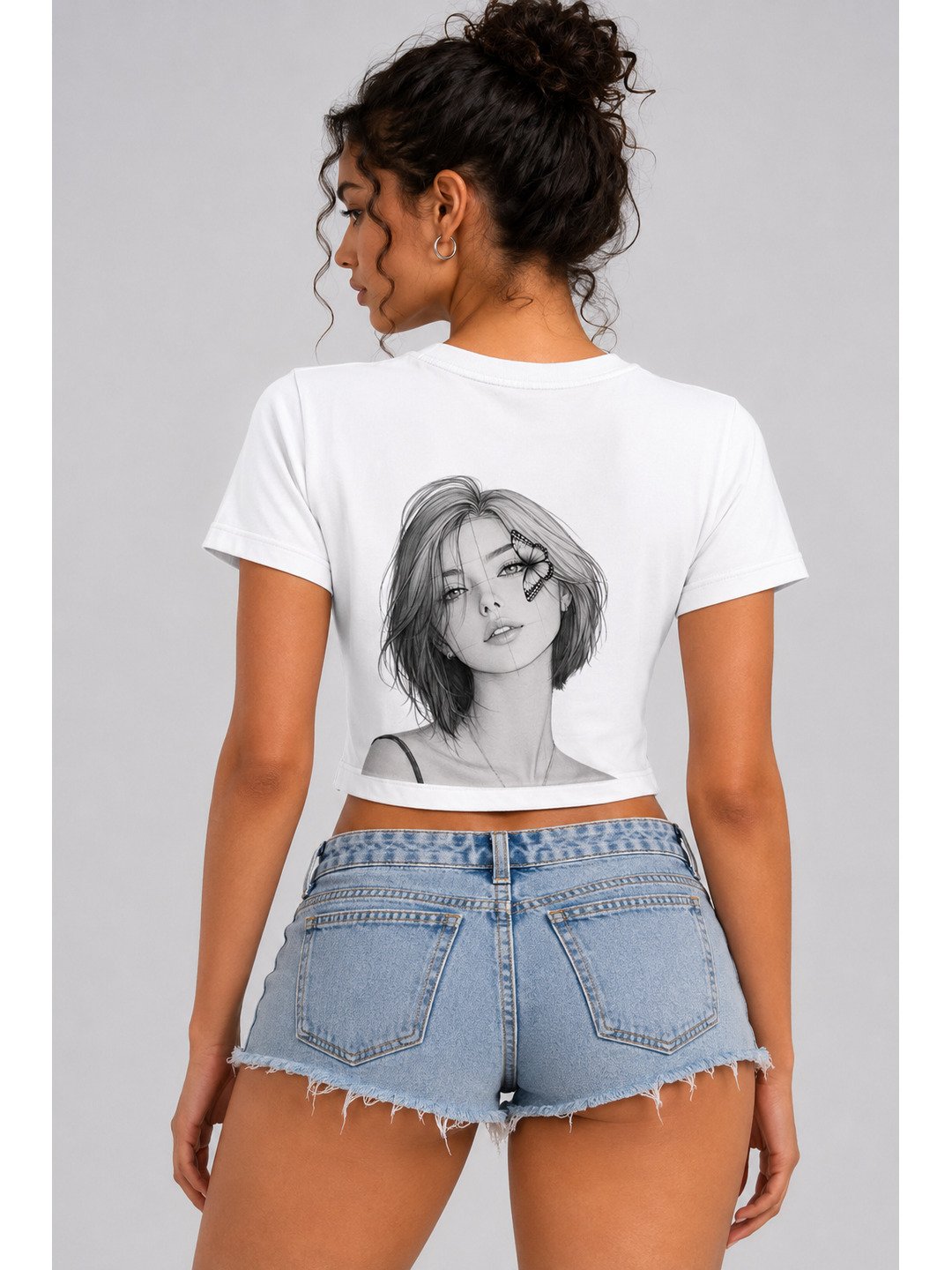 Beautify Printed Round Neck Crop Pre-customized Tshirt for Women